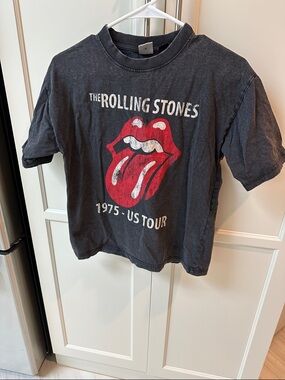 The Rolling Stones Black Kids Tee with Red Tongue Graphic